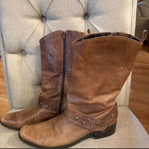 Matisse Brown Studded Cowboy Moto Boots Festival Boho concert